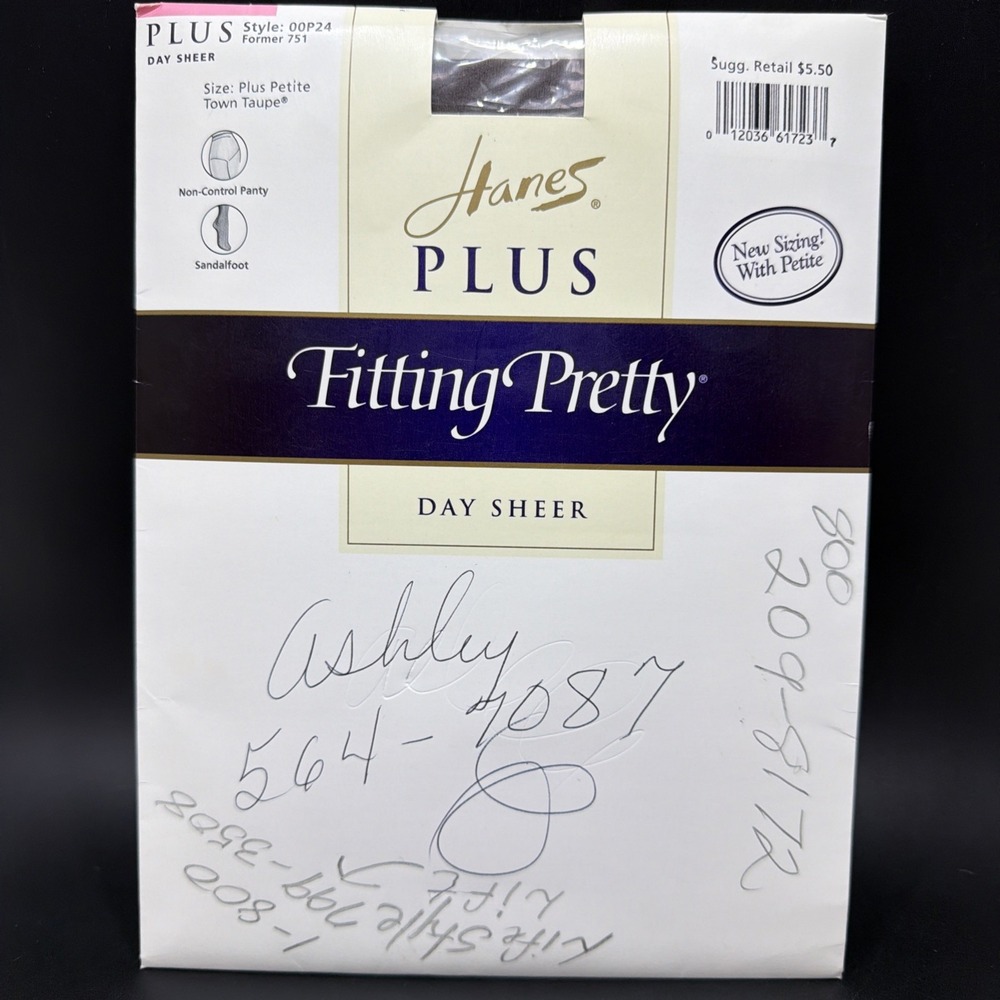 Hanes Fitting Pretty Pantyhose Plus Petite Sandalfoot Sheer Town Taupe 00P24